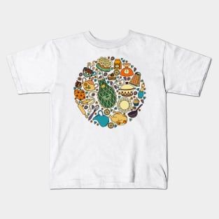 colorful doodle hand drawn kitchen Kids T-Shirt